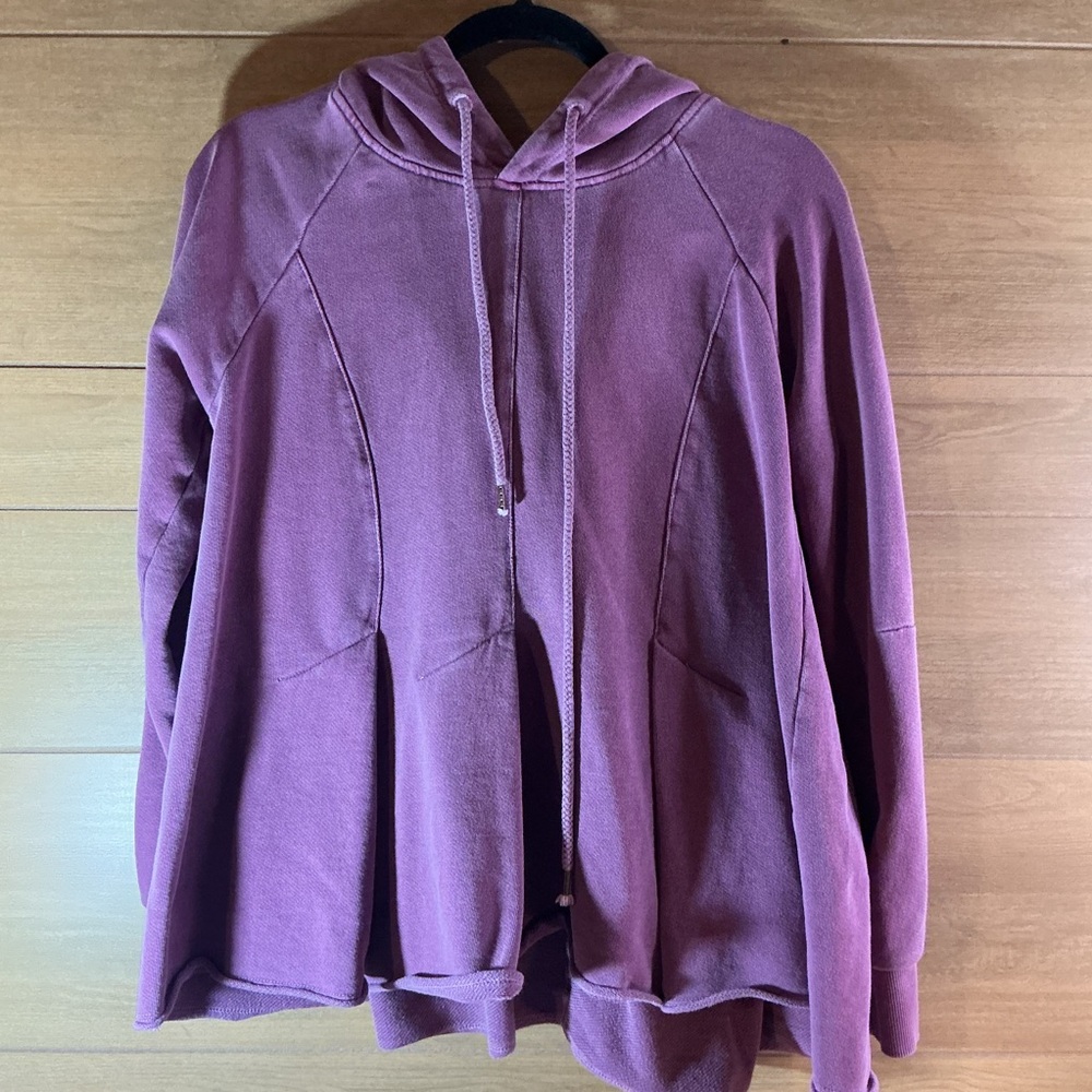 Pilcro by Anthropologie Mauve Hooded Peplum Sweatshirt Hoodie Women’s Medium
